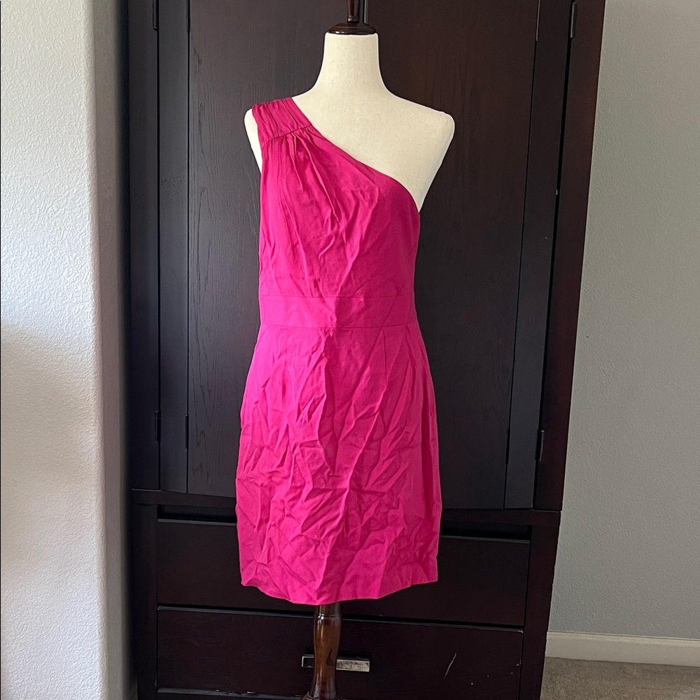 Banana Republic Fuchsia One-Shoulder Dress